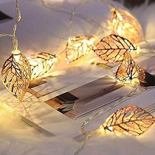 Decorative Lights | Golden Metal Leaf String LED Lamps
